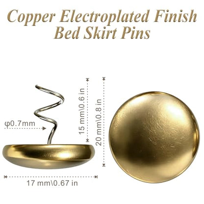 Copper Wrapped Twist Pins for Bed Skirt & Sofa Covers (16 Count)