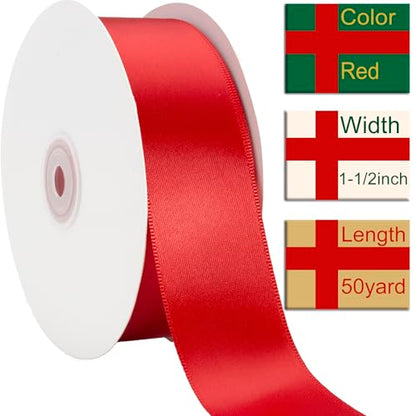 1-1/2 Inch Red Ribbon 50Yards – Perfect for Gift Wrapping
