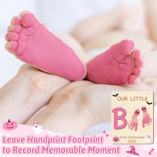 R HOSRE 3D Halloween Baby's Footprint DIY Art Craft with Ink Pad for Decor (4 Count)