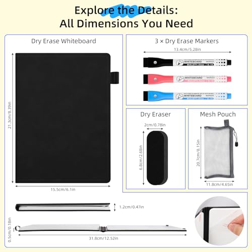 Portable Dry Erase Whiteboard Notebook