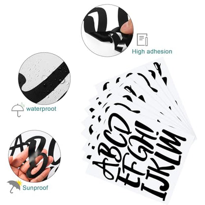 576 Pcs 8 Sheets Letters Stickers Vinyl Alphabet Number Decals Back to School Supplies for Water Bottles Cups Mailbox Scrapbooking Bulletin Board Classroom Decor (8 Count)