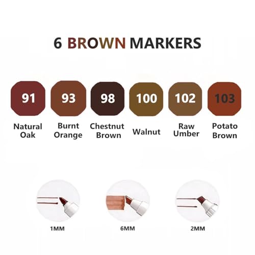 6pcs Brown Alcohol Markers Set (6 Count)