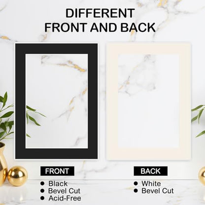 15 Pack Black Picture Mats 12x16 for 8.5x11 Photos (15 Count)