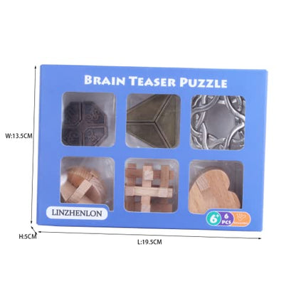 Brain Teaser Puzzle for Adults Puzzles Metal Hole Lock Adult Educational Toy Jigsaw IQ Puzzle（6 Pack） (6 Count)