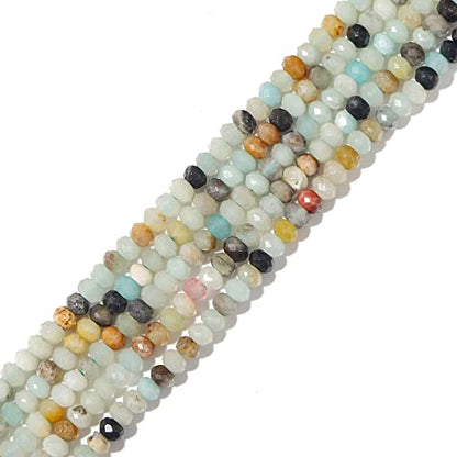 Natural Amazonite Beads 4x2mm 120pcs Faceted Rondelle Loose Semi Gemstone Beads for Jewelry Making Design (120 Count)