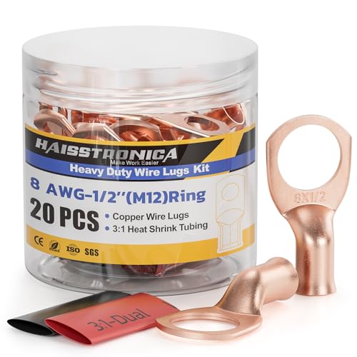 20PCS Battery Cable Lug & Heat Shrink Kit 8 AWG 1 (20 Count)
