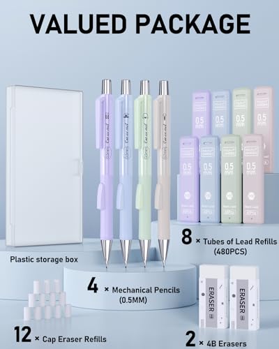 Cute Mechanical Pencil Set with Case (4 Count)