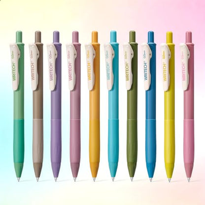 Retractable Gel Pens Quick Dry Ink Pens Fine Point 0.5mm 10 Assorted Unique Vintage Colors For Journaling (10 Count)
