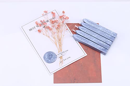 5Pcs Metallic Blue Sealing Wax Sticks with Wicks for Wax Seal Stamp (5 Count)