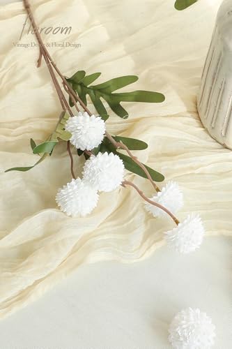 5pcs White Faux Silk Mums Artificial Flowers (5 Count)