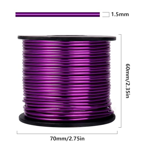75FT 16 Gauge Bendable Purple Aluminum Craft Wire for Jewelry Making Craft (75 Foot)