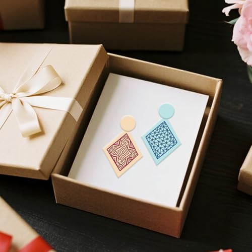 4 Pcs Rhombus Pattern Polymer Clay Texture Sheets Abstract Art Silicone Texture Stamp Rhombus Flowers Modeling Pattern Pad Sheets for Jewelry and Earrings Tools