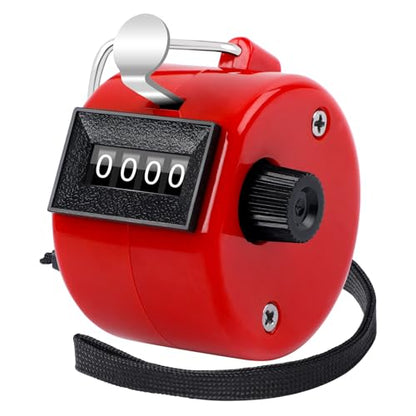 Red Handheld Tally Counter Clicker 4 Digital for School Event