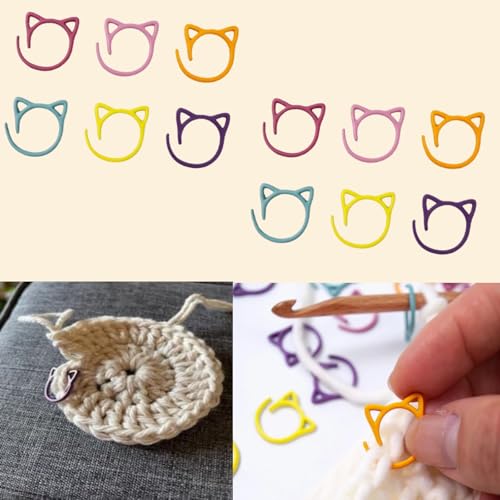 Stitch Markers for Crocheting Cat Stitch Markers with Box Metal Spiral Stitch Markers for Knitting Crochet Stitch Markers Rings Knitting and Crochet Notions
