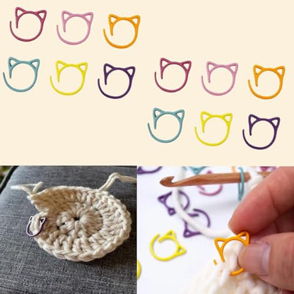 Stitch Markers for Crocheting Cat Stitch Markers with Box Metal Spiral Stitch Markers for Knitting Crochet Stitch Markers Rings Knitting and Crochet Notions