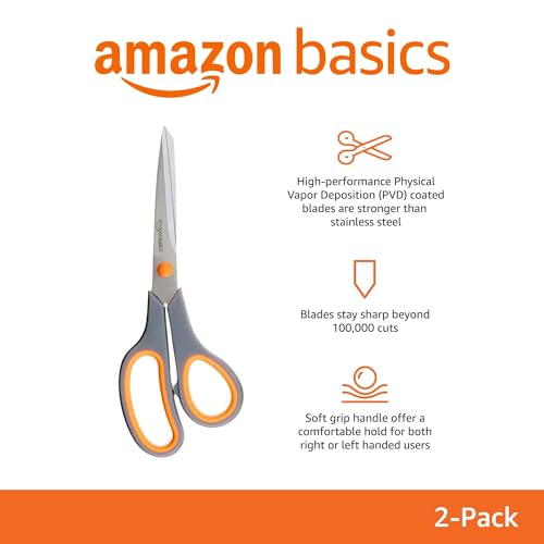 Multipurpose Stainless Steel Scissors for Office (2 Count)