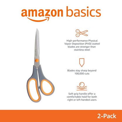 Multipurpose Stainless Steel Scissors for Office (2 Count)