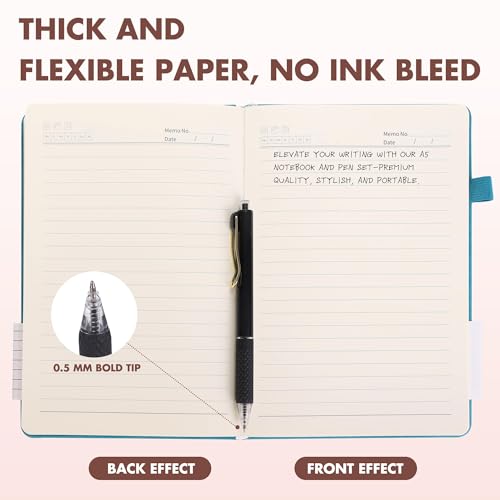 12 Set Lined Notebook Journals with Pens A5 Notebooks 100 GSM College Ruled Hardcover Notebook PU Leather Notepad with Pen Holder for Office School (12 Count)