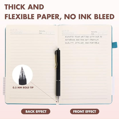 12 Set Lined Notebook Journals with Pens A5 Notebooks 100 GSM College Ruled Hardcover Notebook PU Leather Notepad with Pen Holder for Office School (12 Count)