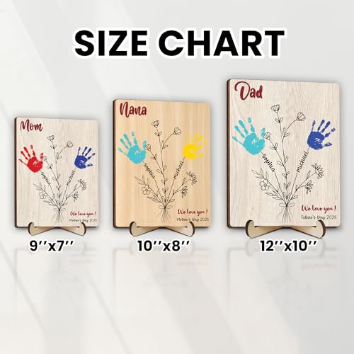 Personalized Handprint Wooden Sign for Mom Dad Grandma
