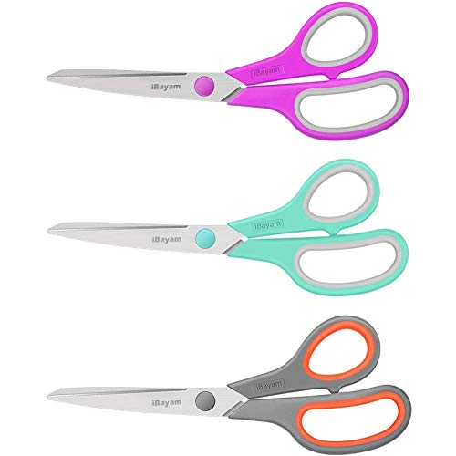 8" Heavy Duty Scissors All Purpose for Office School Crafts Sewing (3 Count)