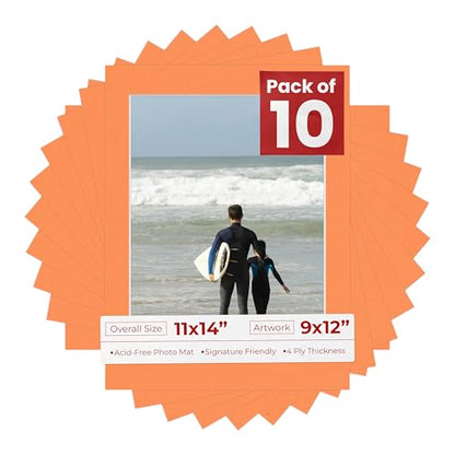 Pack of Ten Acid Free 11x14 Mats Bevel Cut for 9x12 Photos (10 Count)