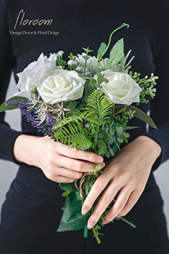Artificial Flowers 50pcs Real Looking Ivory Foam Fake Roses with Stems for DIY Wedding Bouquets White Baby Shower Centerpieces Floral Arrangements Party Tables Home Decorations (50 Count)