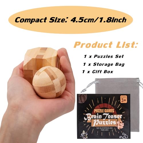 12pcs Wooden Brain Teaser Puzzles (12 Count)