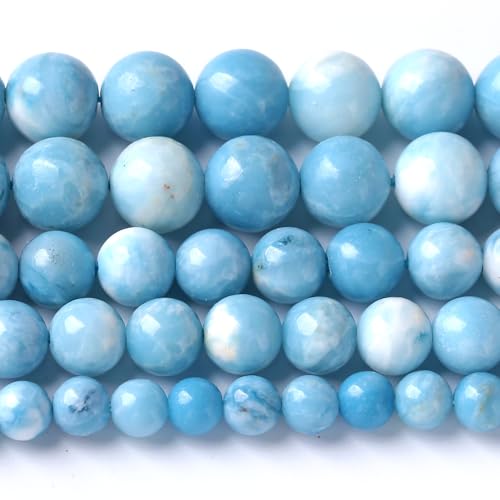 12MM Natural Larimar Blue Gemstone Beads Stone Round Loose Beads for Jewelry Making DIY Bracelet 32pcs 1 Strands 15"