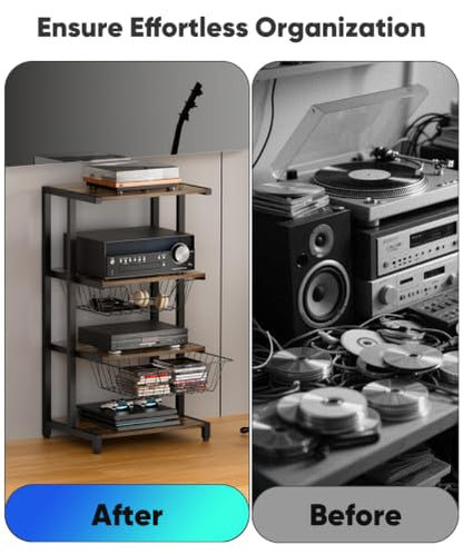 Media Stand with Two Detachable Baskets (4 Count)