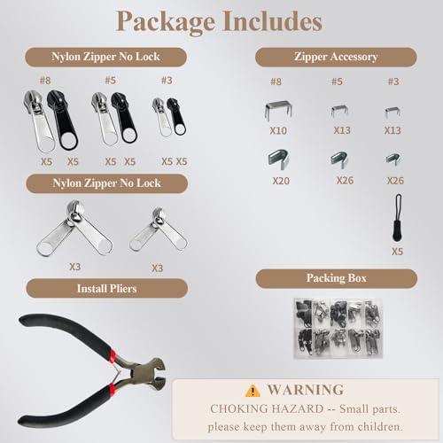 150 Pcs Zipper Repair Kit with Replacement Sliders (150 Count)