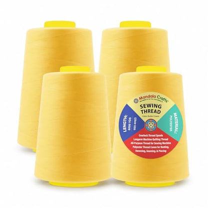 40S 2 Butter Cream Polyester 4 Pack of Serger Threads Cones