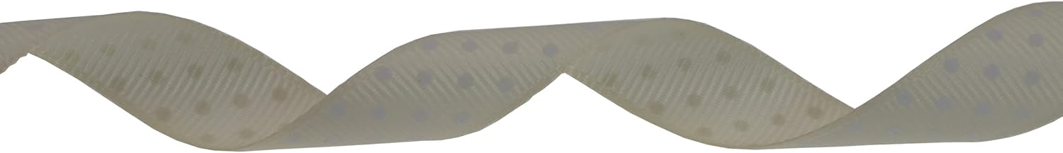 Polka Dot Grosgrain Ribbon 25 Yard Each Roll 100% Polyester (5/8", Beige) - Crafty Corner