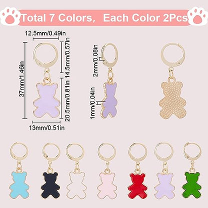 1 Box 14pcs Crochet Stitch Marker Stitch Markers Knitting Bear Stitch Marker Charms Animals Leverback Enmamel Cute Stitch Marker for Knitting Weaving Sewing Needleworks DIY Craft Supplies