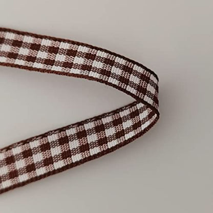 Brown Gingham Ribbon 25 Yards Christmas Ribbon for Crafts Plaid Checked Ribbon 100% Polyester (75 Foot)