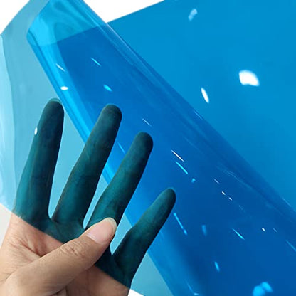 HYANG SkyBlue Transparent PVC Super Clear Holographic Vinyl Faux Leather Sheets 1 Roll 12" x 47"