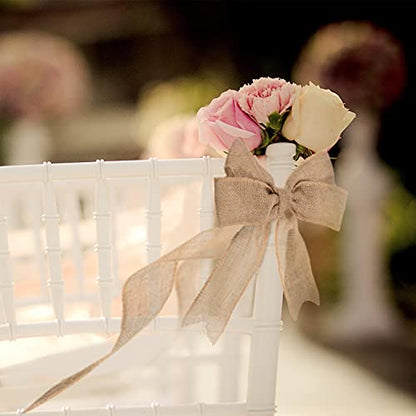 20 Yard 2.5 Inches Burlap Ribbon Wide Jute Ribbon Natural Burlap Fabric Roll Wired Edge for Wreaths