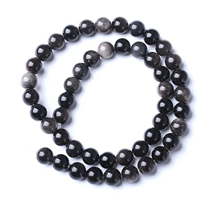 32pcs 12mm AAA Natural Obsidian Stone Beads Gemstone Round Loose Beads for Jewelry Making DIY Bracelet (16 Count)