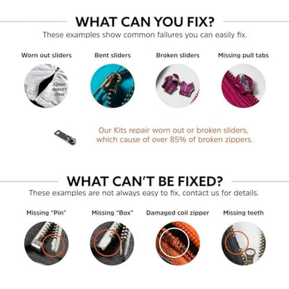 Metal Zipper Repair Kit for Jackets (2 Count)
