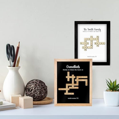 Personalized Crossword Family Name Wall Art Decor Living Room Customized Family Letter Title Name Puzzle for Gift for Lovers (5 Count)