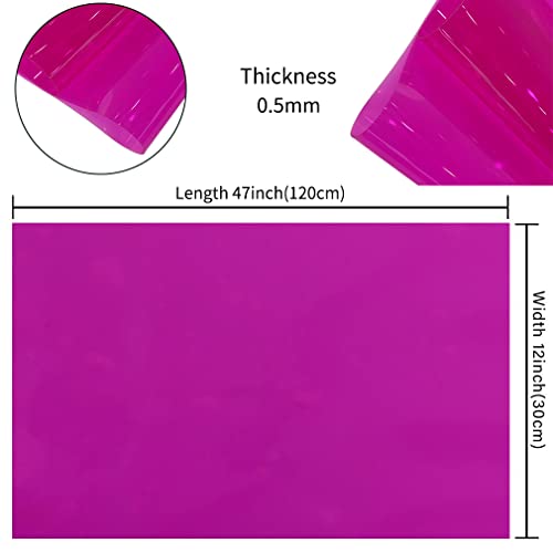 HYANG Dark Pink Transparent PVC Super Clear Holographic Vinyl Faux Leather Sheets 1 Roll 12" x 47"
