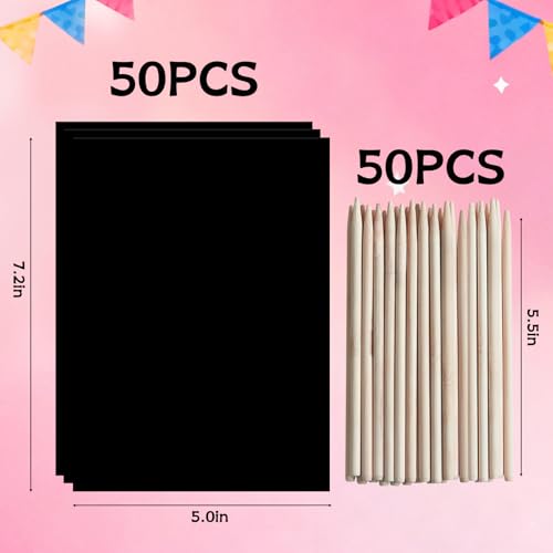 100PCS Rainbow Scratch Paper Art Gifts