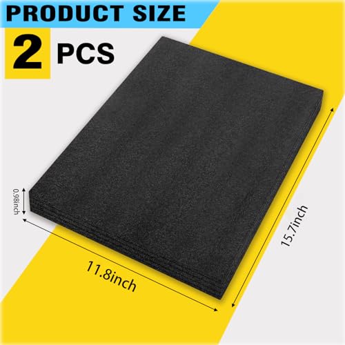 2 Pcs 12 x 16 x 1INCH Black Polyurethene Foam Sheets (432 sq inch)