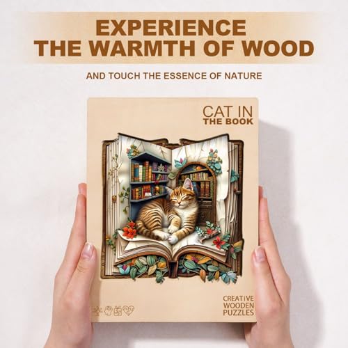 Cat in The Book Wooden Puzzles for Adults