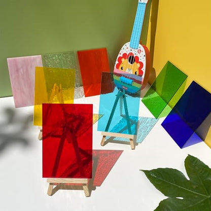 12 Sheets Rainbow Transparent Stained Glass Sheet (12 Count)