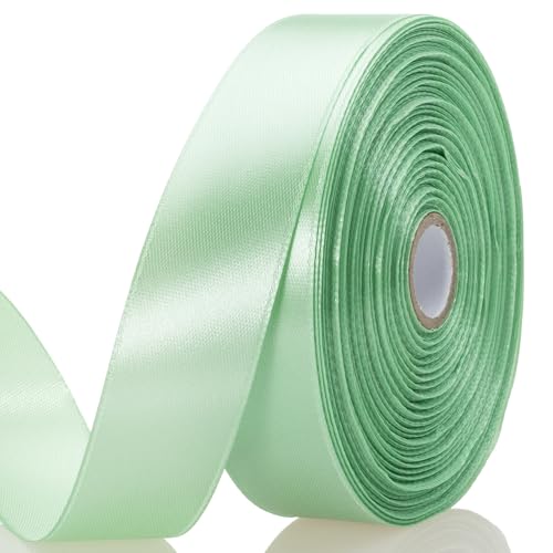 1 Inch Mint Green Solid Satin Ribbon for Gift Wrapping