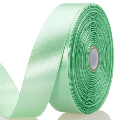 1 Inch Mint Green Solid Satin Ribbon for Gift Wrapping