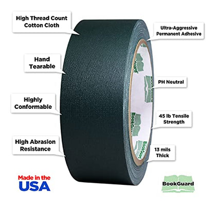 1-1/2 Inch Forest Green Bookbinding Repair Tape, 15 Yard Roll