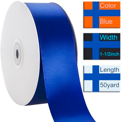1-1/2 Inch Blue Ribbon 50Yards – Perfect for Gift Wrapping
