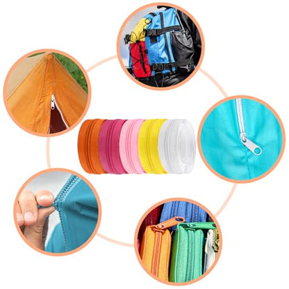 22.2 Yards 20 m 10 Pieces Assorted Colors #5 Nylon Coil Zippers